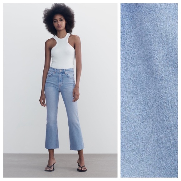 Zara Light Blue Flare Leg Jeans - Picture 5 of 5